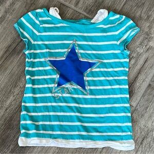 1989 Place 7/8 Girl’s Blue Striped Star Cotton‎ Shirt